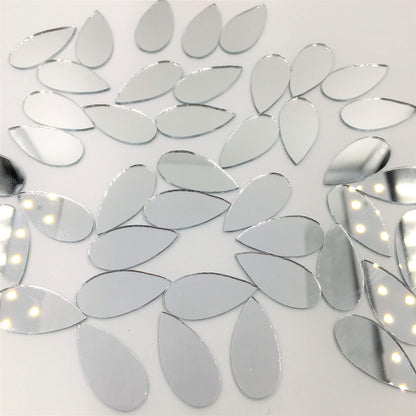 NUO RUI 150pcs 1" x 1/2" Teardorp Shape Craft Mirrors Small Mosaic Mirror Tiles for Craft Projects