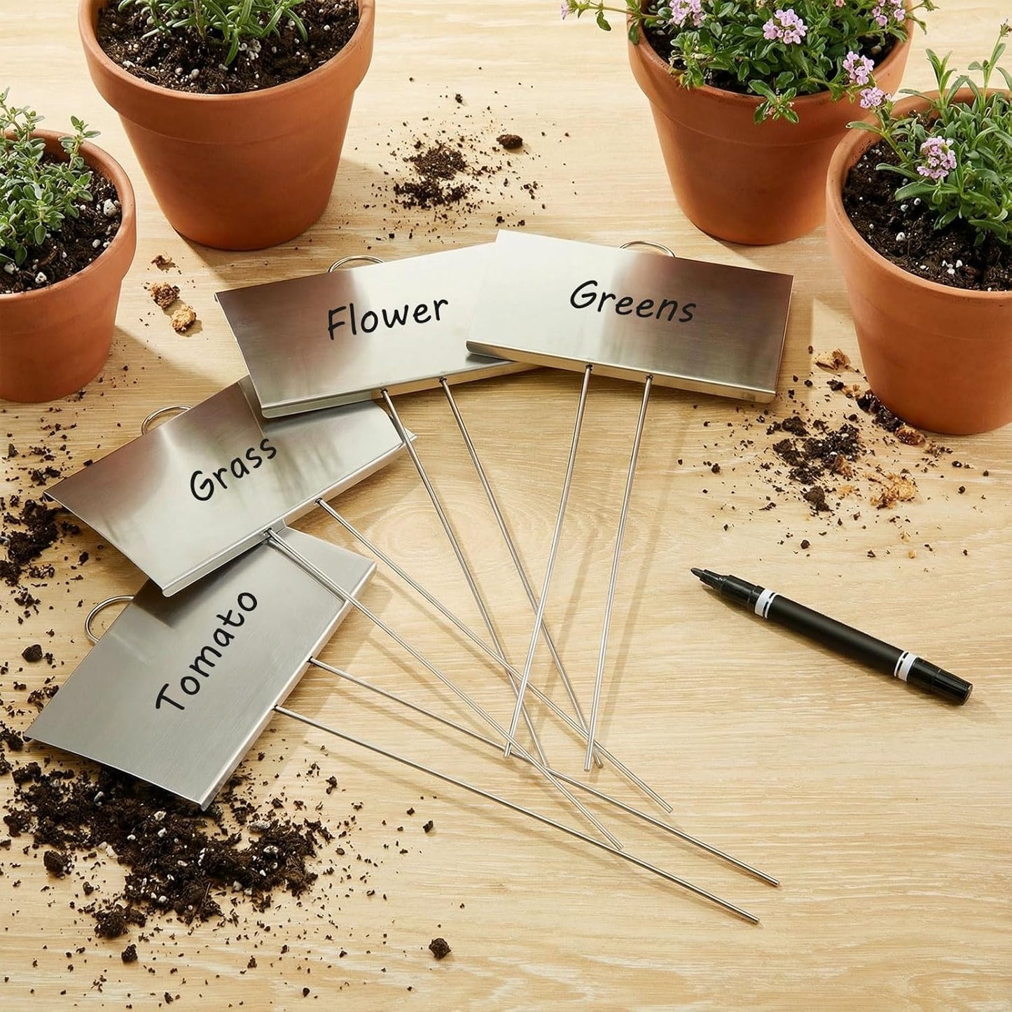 30 5'' 3'' 11'' Landhoow Pcs Large Garden Plant Markers Metal Plant Labels Sign x with Stake Weatherproof Waterproof