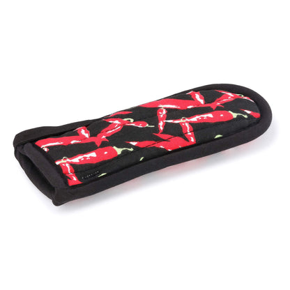 New Star Foodservice 1028744 Commercial-Grade Hot Skillet Handle Cover Holder, Hot Handle Holders/Mitts, Red Peppers Pan Cotton Handle Sleeve, Set of 6