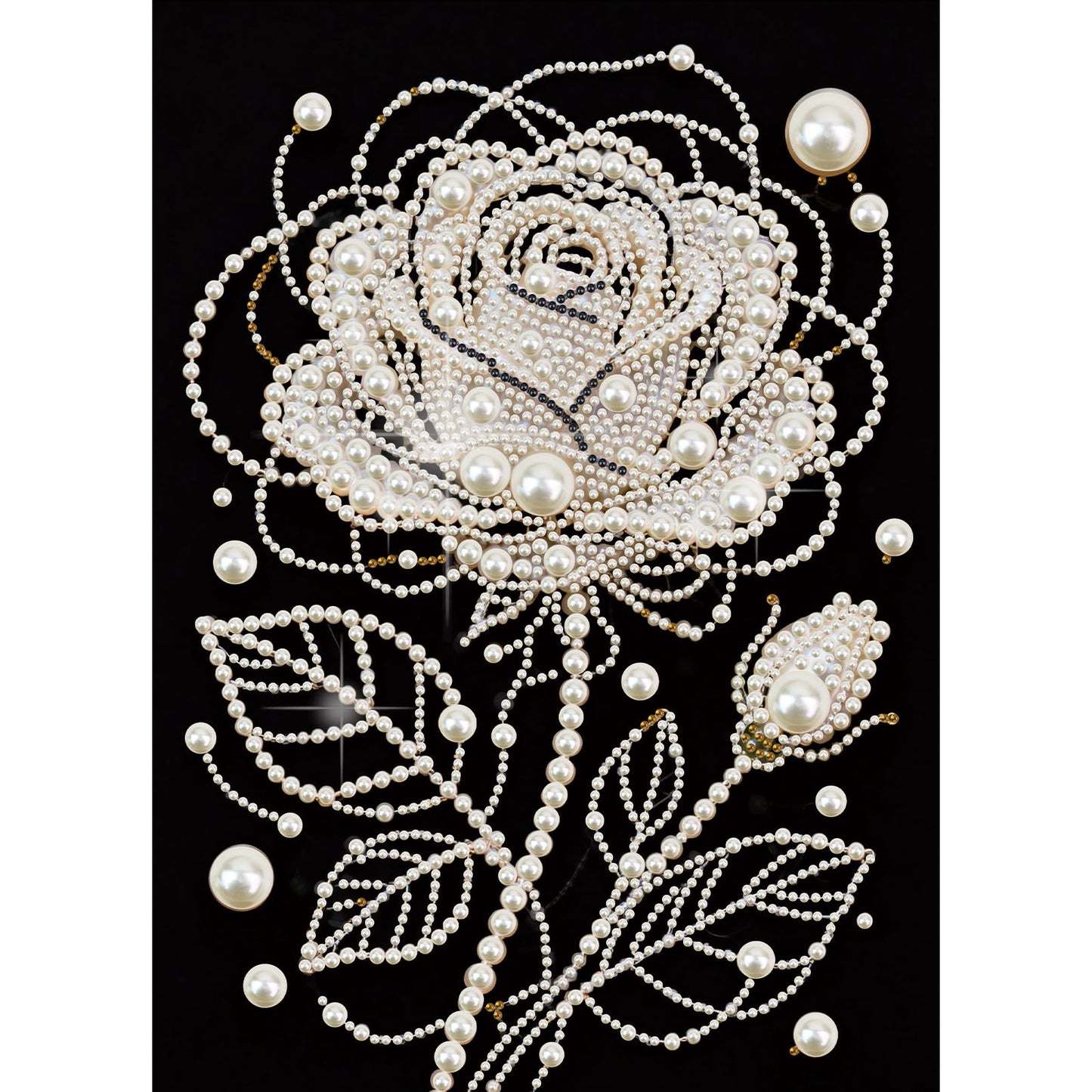 WSLWXSHM Pearl Diamond Painting Kits for Adults Rose Flower, 5D Special Shape Diamond Art Kits for Beginners, Crystal Rhinestones Diamond Painting for Home Wall Decoration Gift 12×16inch/30×40cm