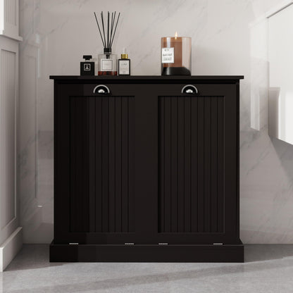 Two Compartment Tilt Out Laundry Sorter Cabinet Black