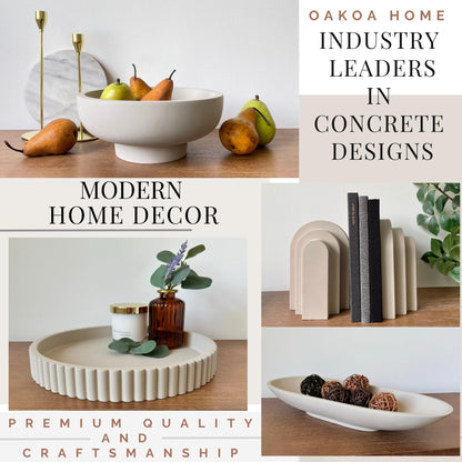 OAKOA Concrete Black Decorative Bowl for Home Decor - Black Fruit Bowl for Kitchen Counter - Black Bowl Decor - Modern Fruit Bowl Black - Centerpiece Bowl