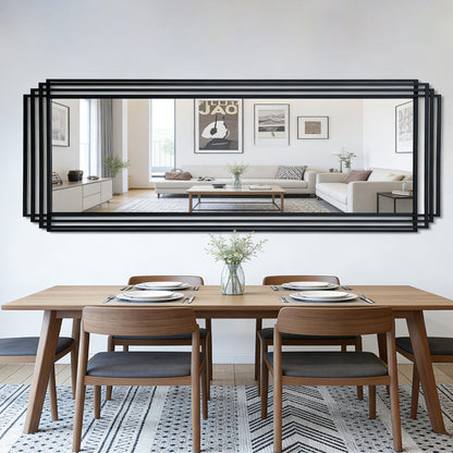 DAOYIJIAJU Geometric Full Length Mirror, 67"x26" Large Rectangle Aesthetic Mirror with Metal Frame, Art Deco Wall Mirrors for Living Room Entryway Hallway Cloakroom, Horizontal or Vertical Hanging