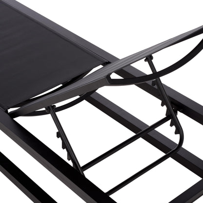 SAFAVIEH Outdoor Patio Furniture Collection – Logan Black & Black Aluminum Lounger, Adjustable Modern Outdoor Reclining Chaise (PAT7561A)