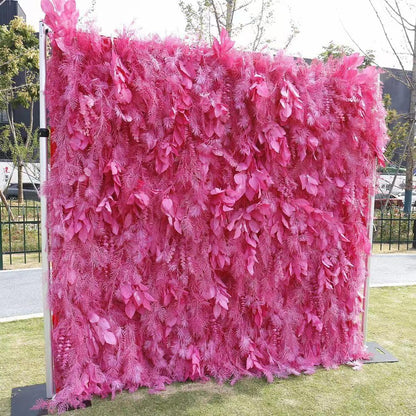 CVGfko Flower Wall Panels Backdrop Home Décor Pink Rime Artificial Floral for Wedding Party Bridal Shower Hanging 3D Fake Decoration for-3M*3M