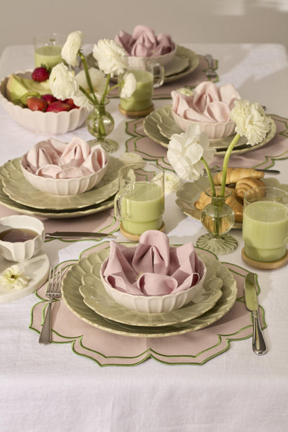 Lenox Stoneware Dinnerware Sets For 6, French Perle Scallop Matcha 18-Piece Dinnerware Set, Service For 6, Dishwasher Safe Ceramic Plates, Stoneware Dinner Plates and Bowls Sets (Green, 18 Piece)