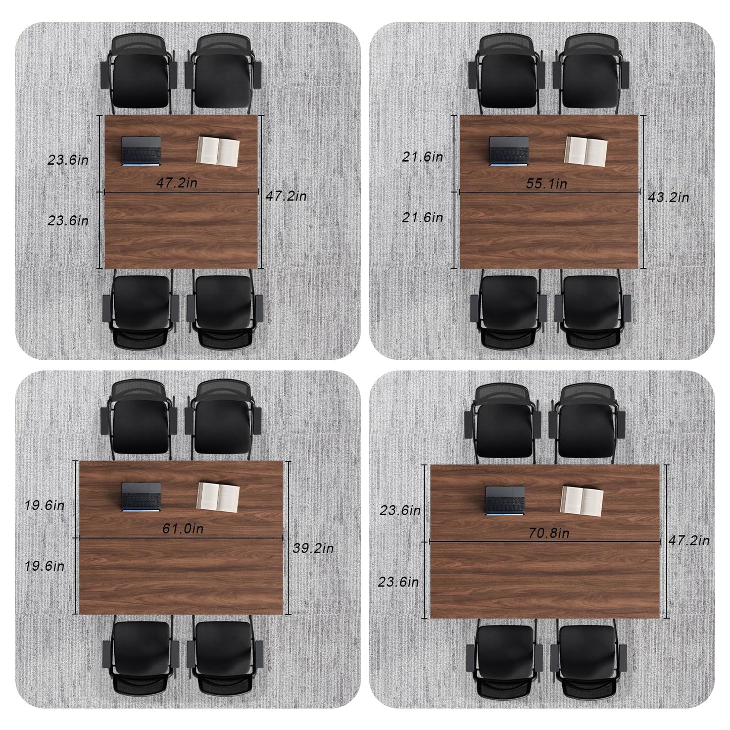 Flip-Top Folding Conference Table with Wheels, Modular Conference Room Table Training Room Tables, Mobile Meeting Tables for Office, Seminar Spaces, Classroom Desk, Locking Casters, Set of 2/4/6/8