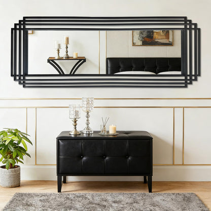 DAOYIJIAJU Geometric Full Length Mirror, 67"x26" Large Rectangle Aesthetic Mirror with Metal Frame, Art Deco Wall Mirrors for Living Room Entryway Hallway Cloakroom, Horizontal or Vertical Hanging