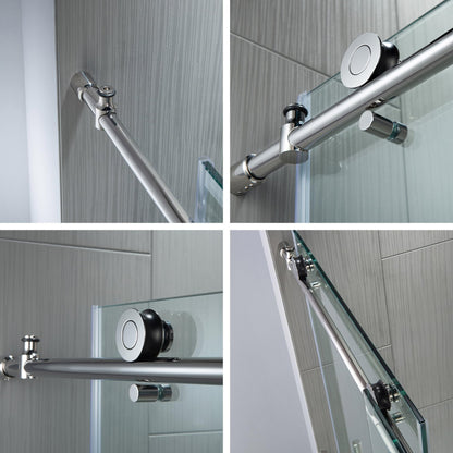 WOODBRIDGE MBSDC 6062-C Frameless Bathtub Shower Doors 56-60" Width x 62" Height with 3/8"(10mm) Clear Tempered Glass in Polished Chrome Finish