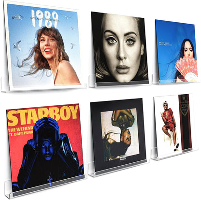 12 inch Album etc.6 Pack Laurensory Vinyl Record Shelf Wall Mount, Clear Acrylic Record Holder Display, Floating