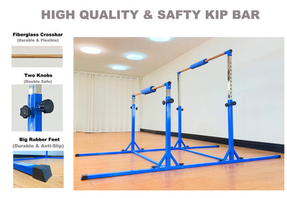 MARFULA Gymnastics Double Horizontal Bars 3Play Parallel Bars Uneven Bars Gymnastics Training Kip Bar with 304 Stainless Steel Regulating Arms & Fiberglass Rail for Indoor Outdoor Home Club Use