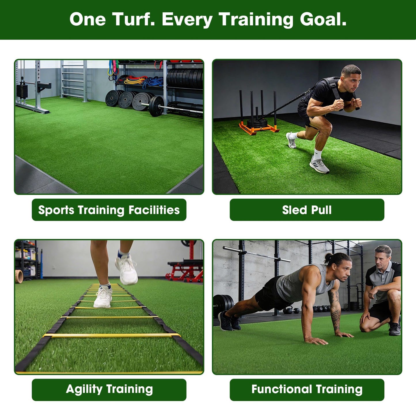 Yescom Sports Sled Strips Turf Gym Turf Flooring for Weight Sled Push Gym Equipment Outdoor Indoor Use 50'x3'x2PCS(300 Sq.Ft) 0.8" H