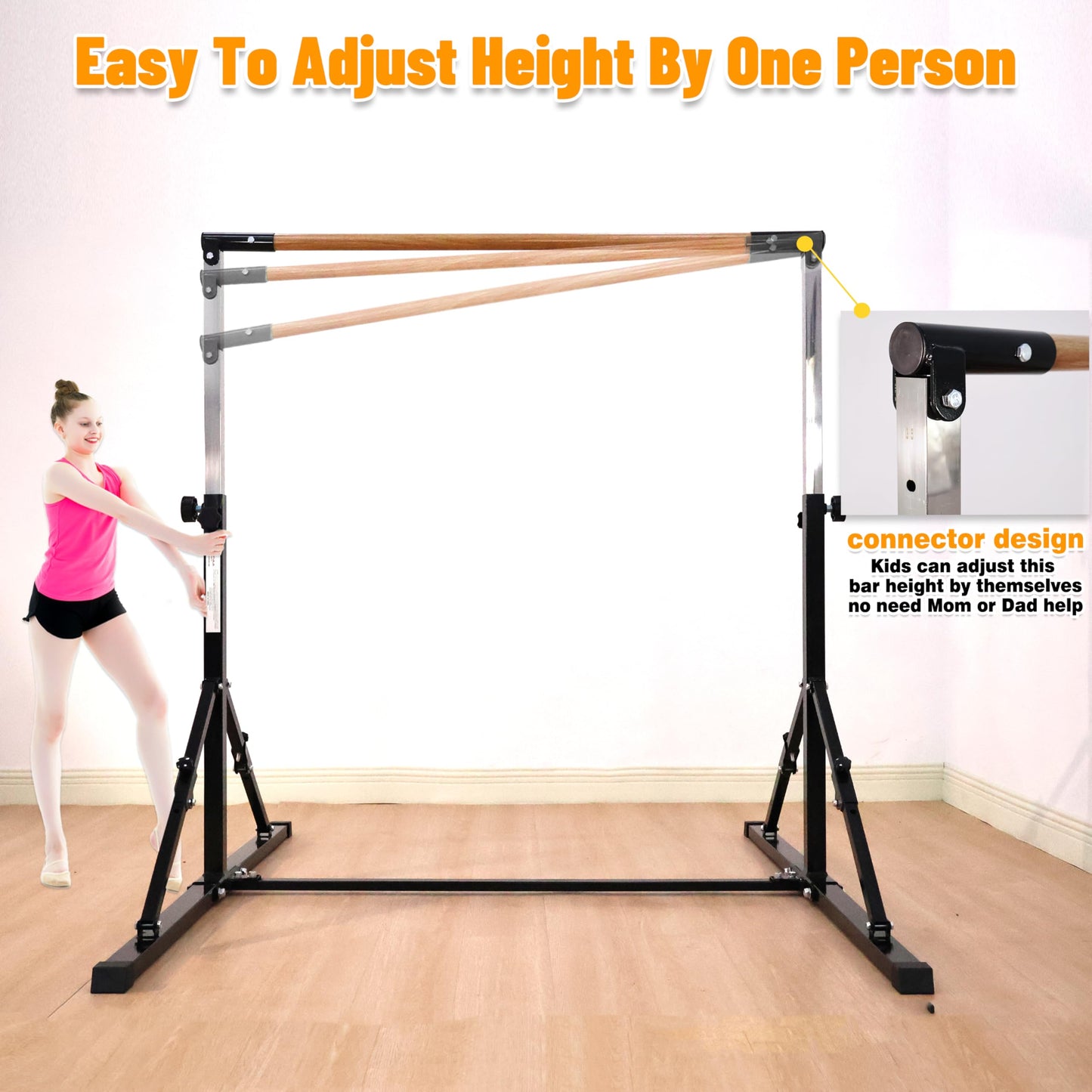 Marfual 5 Ft Fold Gymnastic Bar with Mat Kip Bar with Mat with Professional 4 Ft Width for Kids and Girl and Teenage Home and Club Use