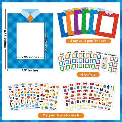 30 Packs Father's Day Picture Frame Craft with Sticker Happy Fathers Day DIY Craft Art Fathers paper photo frame Personalized Gifts for Father Dad Party Decoration Favor Home Classroom Game Activities