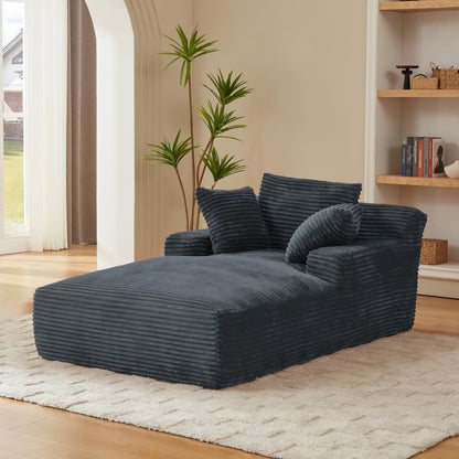 KEIKI 78.7" Oversized Chaise Lounge Chair Indoor, Corduroy Upholstered Boneless Cloud Couch with 3 Pillows, Deep Seat Comfy Sleeper Sofa Bed, No Assembly Required for Living Room