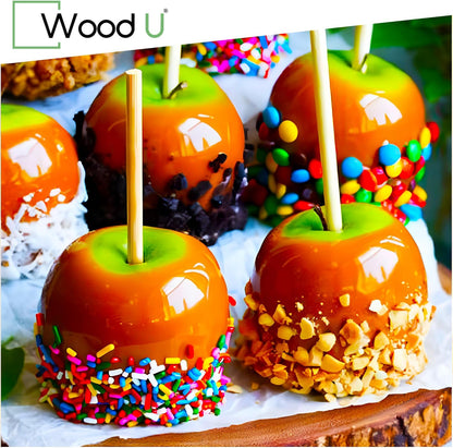 Wooden Candy Apple Sticks - 5.5"x3/16", Disposable 100 Pcs Cocktail Picks and Toothpicks for Appetizers