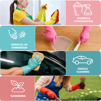 Xgunion Rubber Cleaning Gloves for Dishwashing-5 Pairs Colorful Reusable Household Cleaning Glove for Washing Dishes and Kitchen Cleaning Non-Slip Grip Dish Gloves for Women Men (Medium)