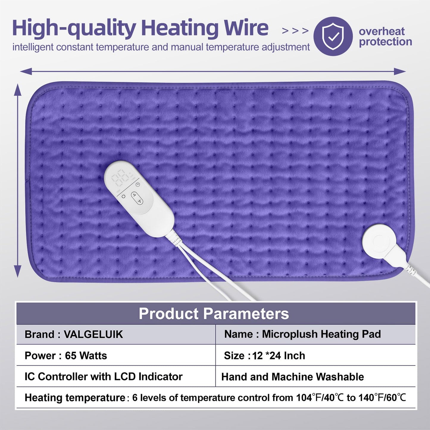 Heating pad for Back, Neck, Shoulder, Cramps and Leg Pain Relief, Heat Pads Christmas Gifts for Women, Men, Mom, Dad, Auto-Off,Machine Washable,Moist Dry Heat Options,Extra Large 12"x24"