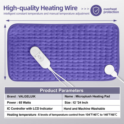 Heating pad for Back, Neck, Shoulder, Cramps and Leg Pain Relief, Heat Pads Christmas Gifts for Women, Men, Mom, Dad, Auto-Off,Machine Washable,Moist Dry Heat Options,Extra Large 12"x24"