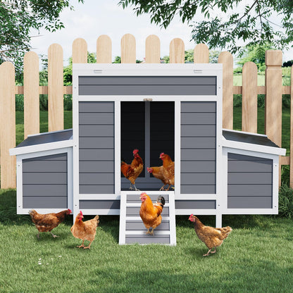 GarveeLife Wooden Chicken Coop, 55" Large Wooden Chicken House with 6 Nesting Boxes, Outdoor Chicken Cage for Outdoor Farm Yard