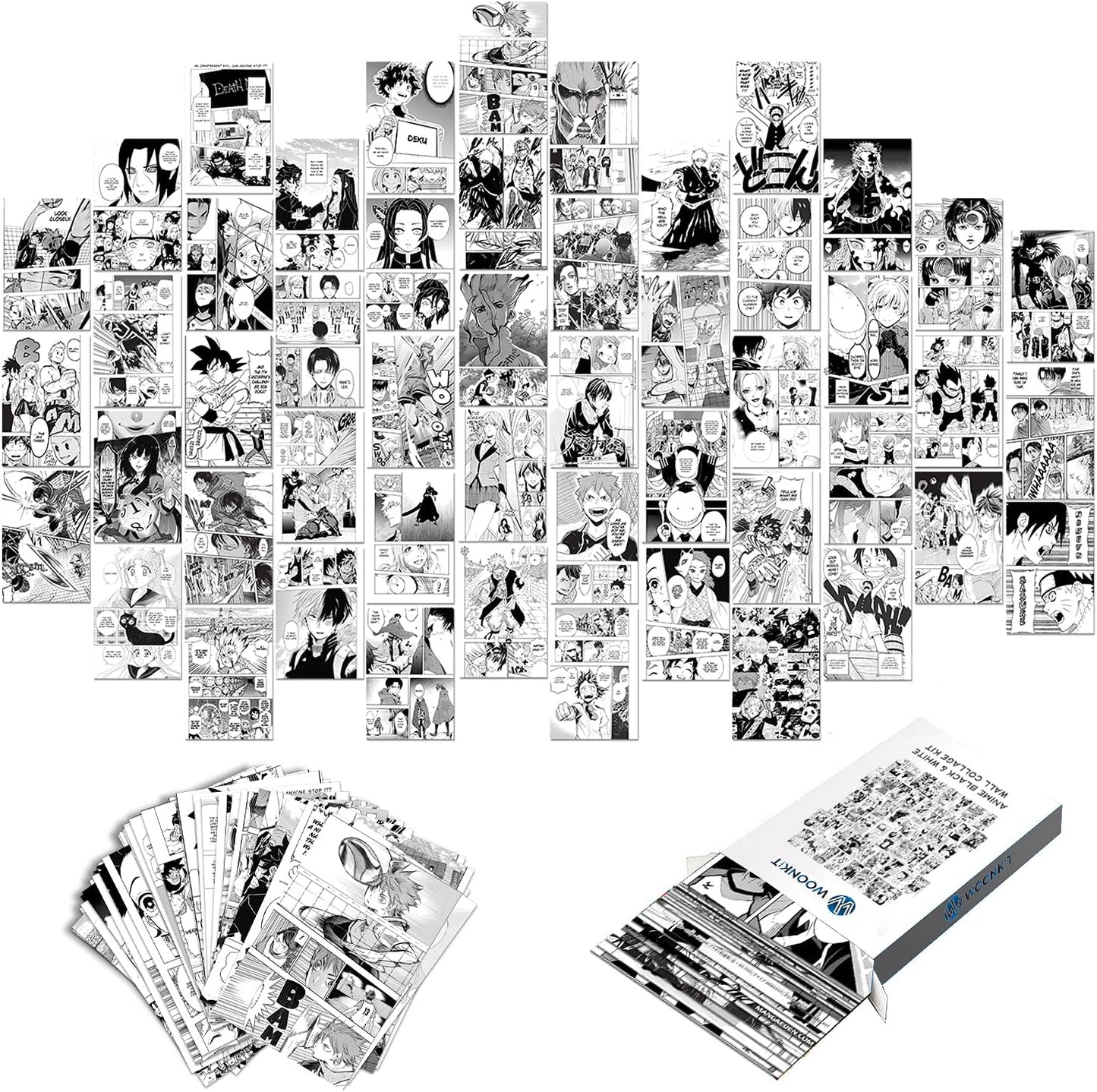 WOONKIT Anime Posters Pack - 50PCS 4X6 INCH MHA Anime Wall Collage Kit for Bedroom and Dorm Decor