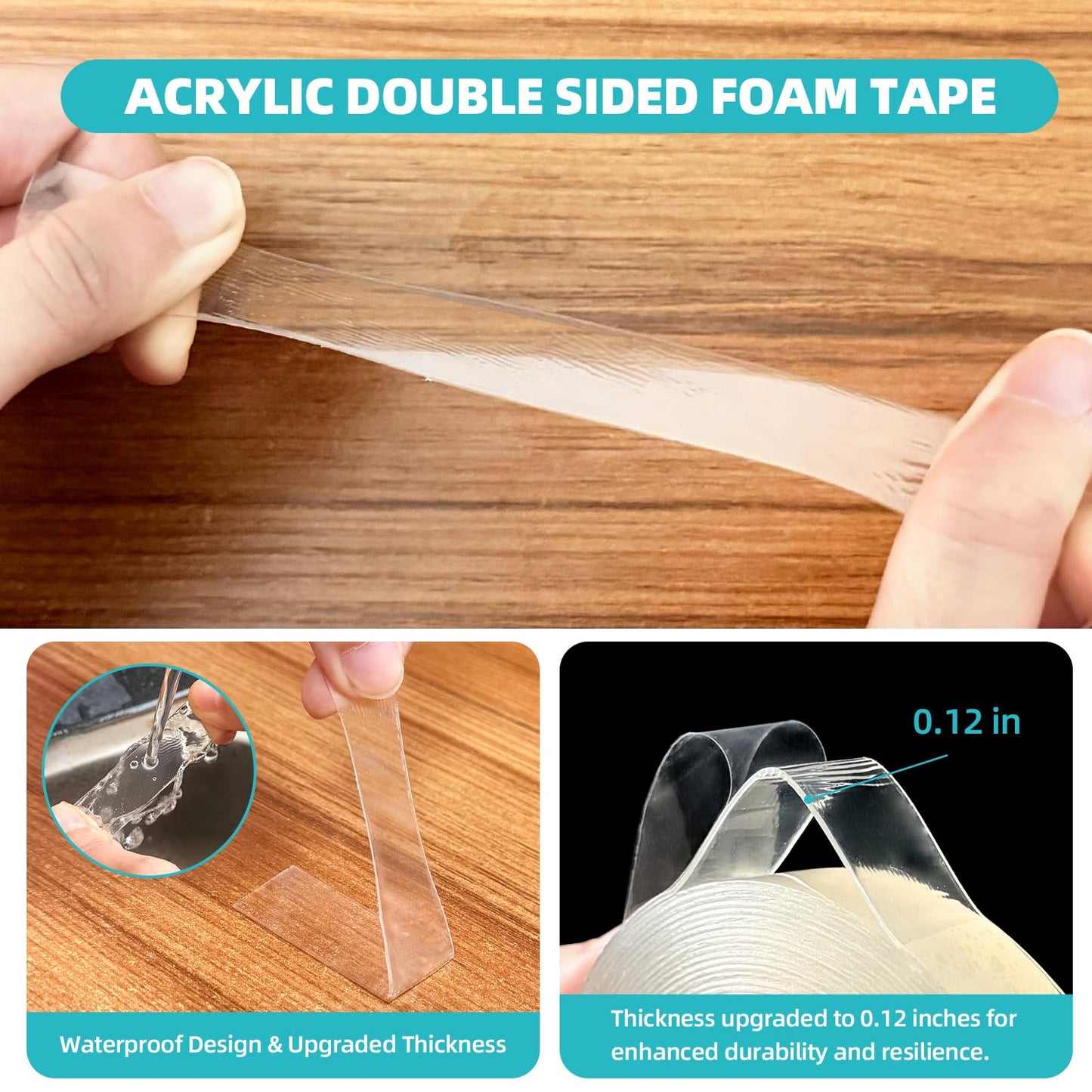 P7yaumy Double Sided Tape Heavy Duty 0.75in×20ft, Nano Tape Double Sided, Removable Traceless Two Sided Adhesive Tape, Clear Mounting Tape Double Sided Tape for Walls, Hanging Picture,Poster,Carpet