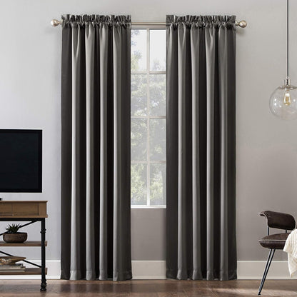 Sun Zero Oslo Theater Grade Extreme Total Blackout Rod Pocket Curtain Panel, Gray, 52" x 84"
