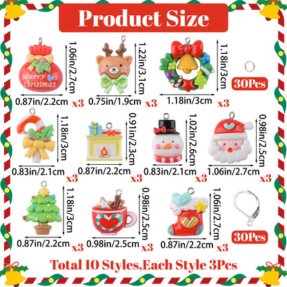 URROMA 30Pcs Stitch Markers, Christmas Charms for Jewelry Making DIY Craft, Crochet Markers for Knitting Weaving Sewing Quilting, Ornament for Zipper Pull