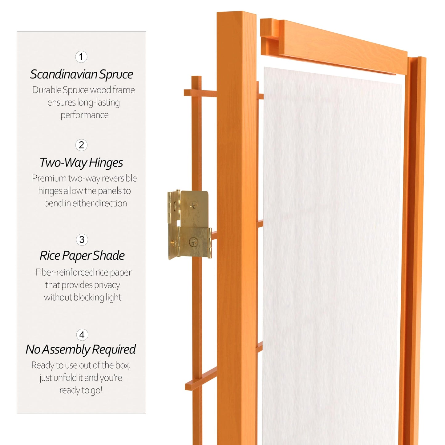4 ft. Short Window Pane Shoji Screen - Honey - 8 Panels