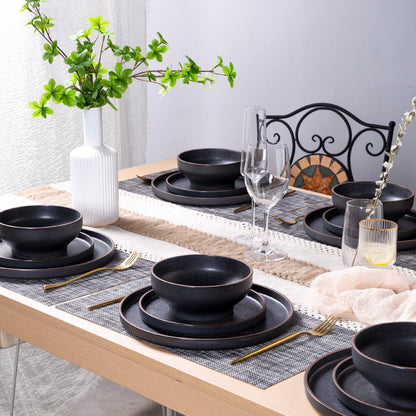 LERATIO Dinner Plates,Ceramic Dinner Plates Set of 6,10.75 inch Large ceramic plates,Modern Shape Dinnerware Dishes Set for Kitchen, Microwave & Dishwasher & Oven Safe-Coffee Rim