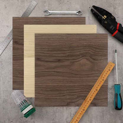 Boao 12 Pcs Real Wood Veneer Sheets 12" x 12" Wood Veneer Laminate Sheets for Jewelry Boxes, Door Panels, Marquetry(Cherry,Walnut)