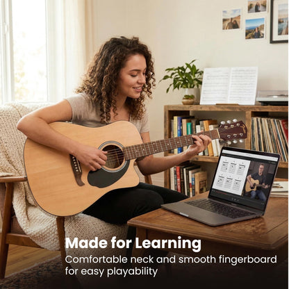 Fender FA-125CE Dreadnought Cutaway Acoustic-Electric Guitar - Natural Bundle with Hard Case, Tuner, Strap, Strings, Picks, and Austin Bazaar Instructional DVD