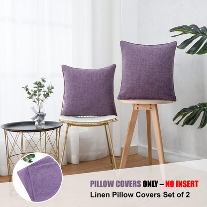 HPUK Decorative Throw Pillow Covers Set of 4 Square Couch Pillows Linen Cushion Cover for Couch Sofa Living Room, 18"x18" inches, Blue