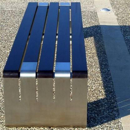 Garden Bench Outdoor Park Bench, Modern Wooden Dining Picnic Furniture Benches with Steel Frame, Outdoor Leisure Benches Backless for Backyard, Garden, Lawn Outdoor Park Bench(150*42*42cm)