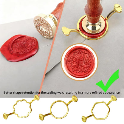 Wax Seal Stamp Kit,Vintage Classic Sealing Wax Stamp Heads with Wooden Handle & Metal Wax Seal Molds, with Envelope Greeting Card, for Gift Wrapping,Wedding, Party Invitations (Gold-A02)
