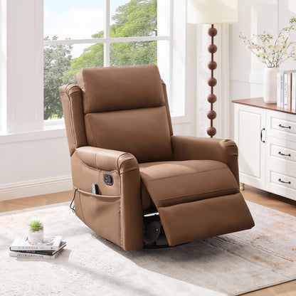 Christopher Knight Home Bailey American Massage Chair Recliner, Manual Swivel Rocker Recliner Chair with Massage and Heat, PU Leather Recliner Chair for Adults, Easy Move Design for Home Office, Brown
