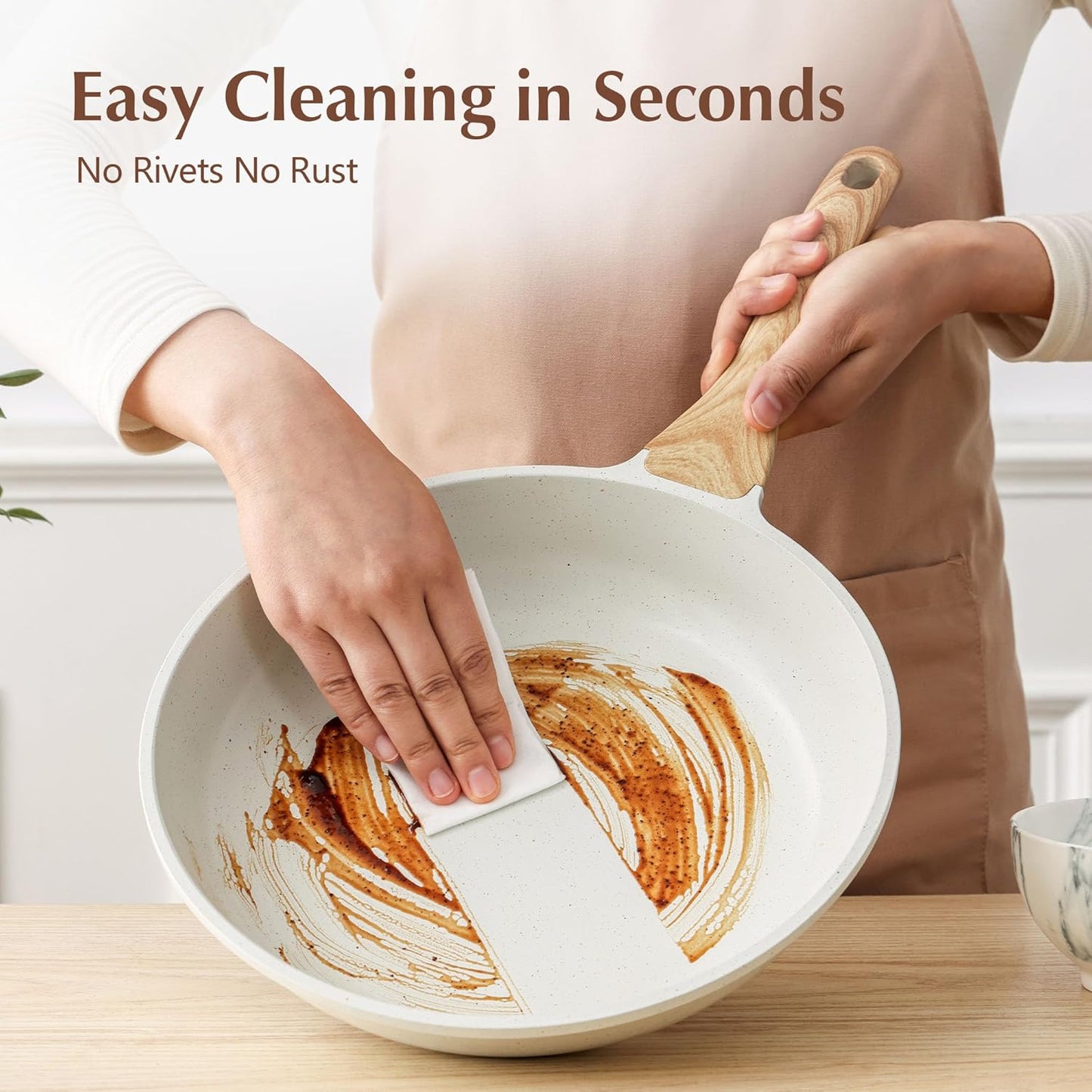 SENSARTE Nonstick Ceramic Frying Pan - 12.5 Inch Induction Compatible Skillet with Lid & Heat Resistant Handle