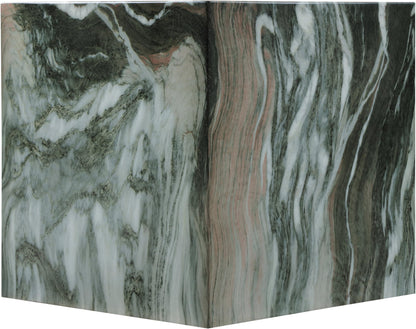 Meridian Furniture 99029Green-ET Piazza Collection Art Deco Indoor/Outdoor Concrete End Table with Green Marble Finish, 16" W x 16" D x 16" H, Green