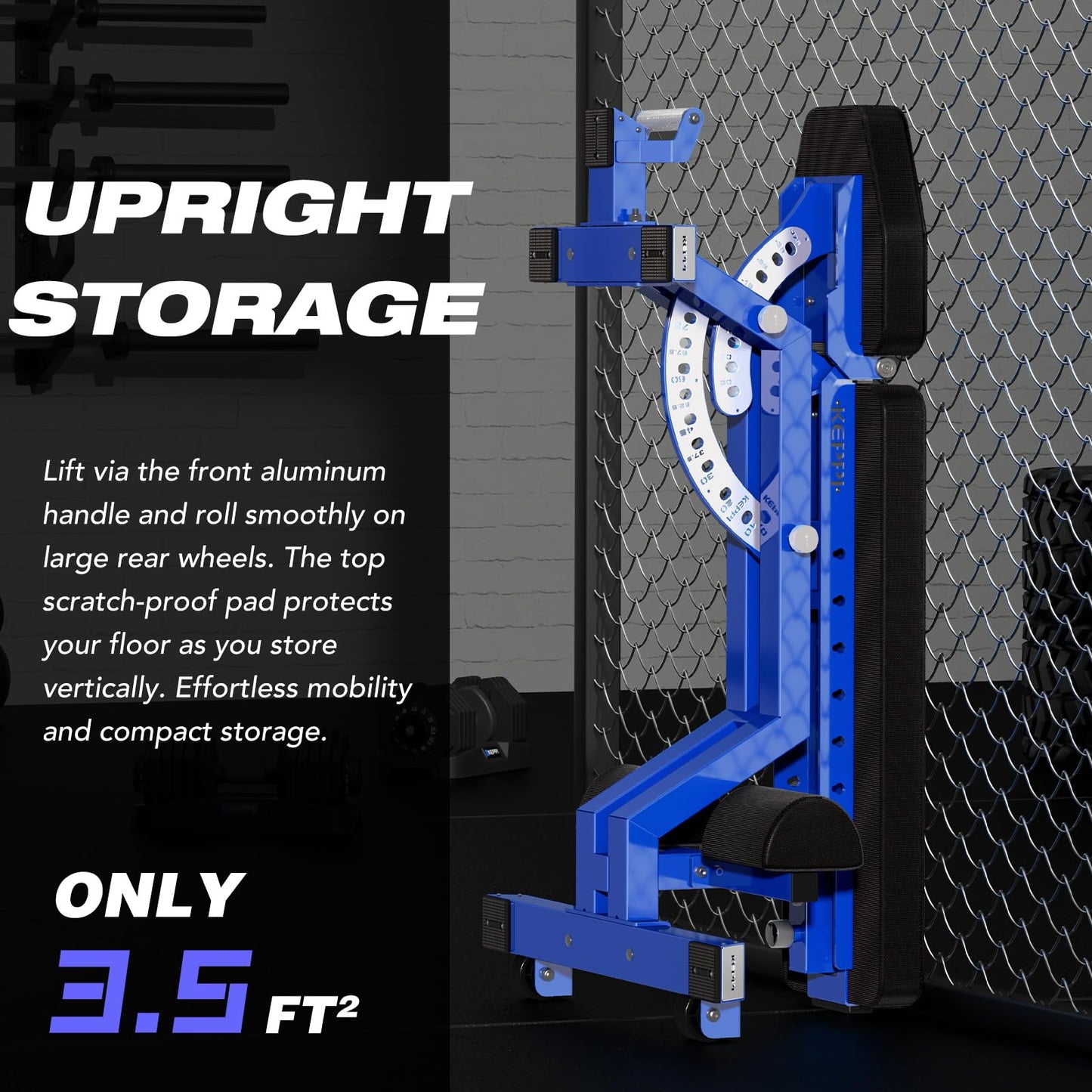 KeppiFitness Weight Bench, 1500LBS Capacity Workout Bench, 17” Bench Press Height, 11+8 Adjustable Weight Bench with Flat/Incline/Decline Angle and On-end Storage - Bench6000 (2026 Version Blue Frame)