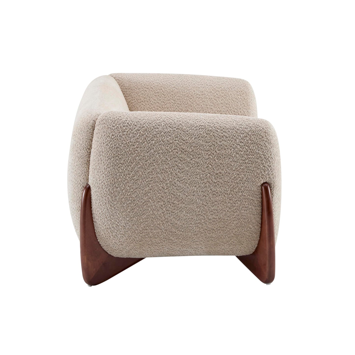 Merax 63 Inch Modern Boucle Upholstered 2-Seater Sofa, Chenille Fabric Loveseat with Solid Wood Legs, Low Profile Small Couch for Living Room, Almond