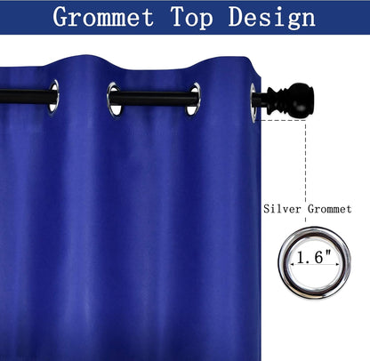 Royal Blue Valances for Bedroom Solid Blackout Thermal Insulated Cobalt Blue Valances for Windows, 1 Panel 42W X18 L