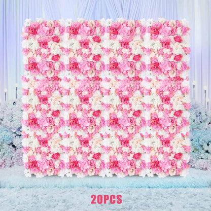 Gdrasuya10 20x Artificial Flower Wall Panels Backdrop Wedding Party Background Venue Decor