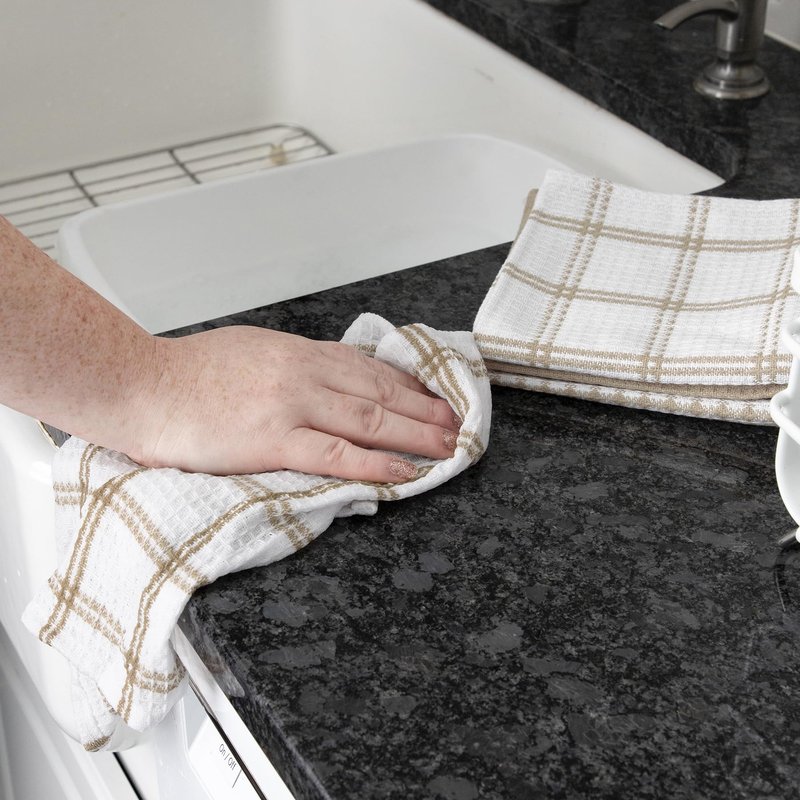 T-Fal Premium Waffle Dish Cloths: Highly Absorbent, Super Soft Long Lasting - 100% Cotton, 12"x13" Towel for Cleaning & Drying, (8-Pack), Sand