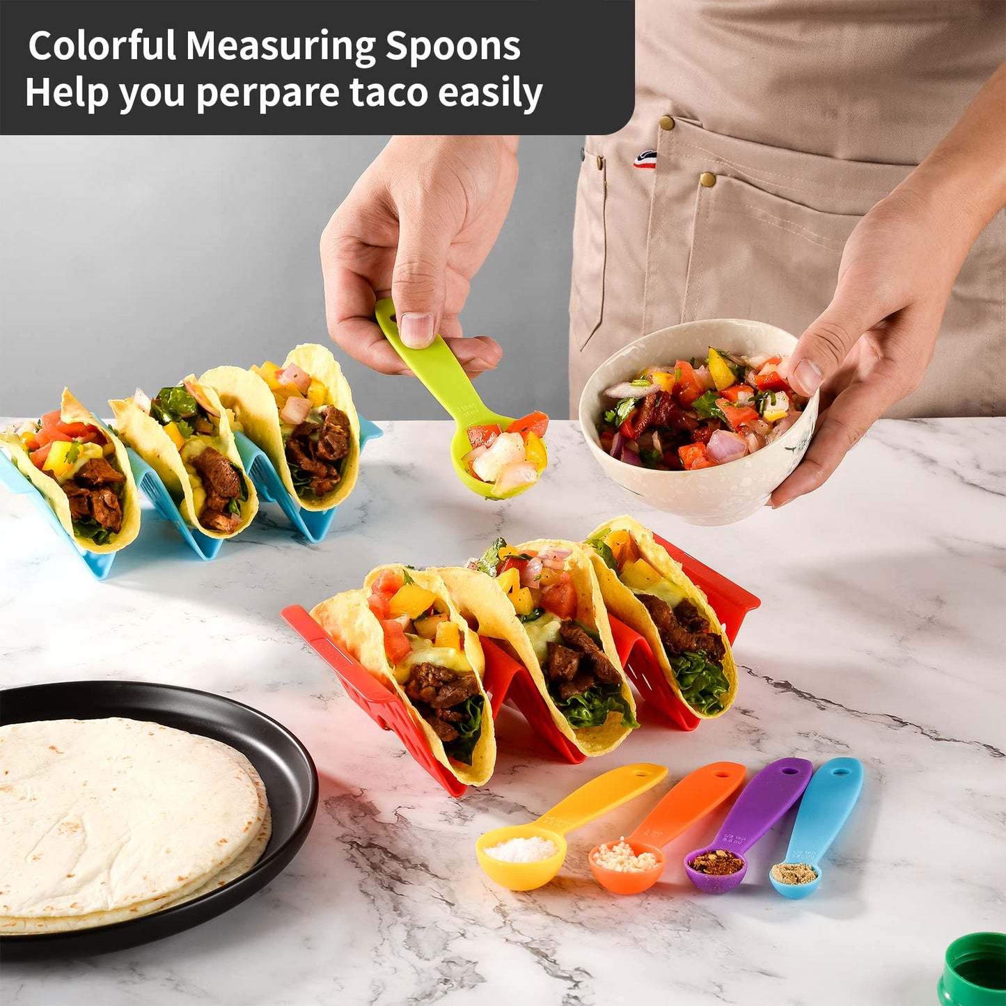 Aofure Taco Holders Set of 12, Taco Bar Serving Set for a Party, Large Taco Trays, Taco Holder Stand for Hard or Soft Taco, Taco Plate, Taco Tuesday Night, Taco Rack