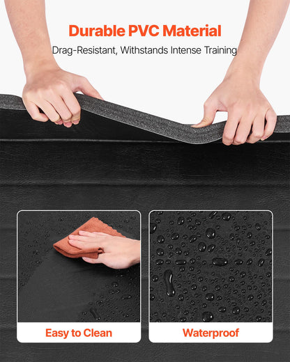 VEVOR 10x5 ft Wrestling Mat, Martial Arts Thick Mat for Home Gym Workouts Exercise, Waterproof PVC Roll-Up Training Mats for Gymnastics, Tatami, Jiu Jitsu BJJ MMA Judo, Boxing, Black