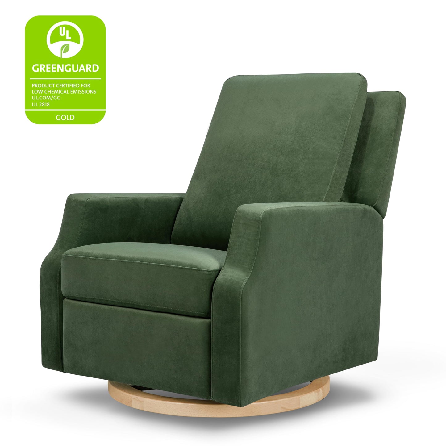 Namesake Crewe Glider Recliner Nursery Chair - GREENGUARD Gold & Certi-PUR US Certified Rocker Recliner - Glider Rocking Chair for Nursery & Living Room - Manual, 360° Swivel, Green
