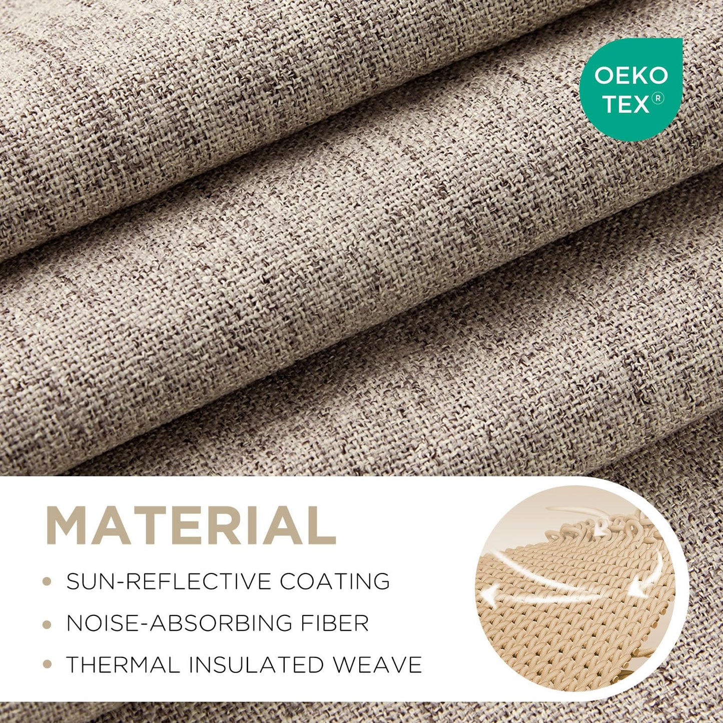 Joydeco Blackout Curtains for Bedroom - Natural Linen Curtains 52" W x 84" L (Pack of 2), Thermal Insulated 100% Blackout 2 Panels Linen Rod Pocket & Back Tabs Light Blocking Drapes for Living Room