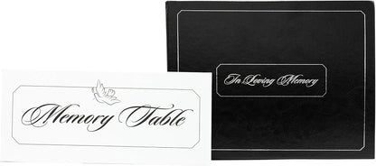 Funeral Memorial Book, Celebration of Life Guest Book with Bonus White Memory Table Sign Included