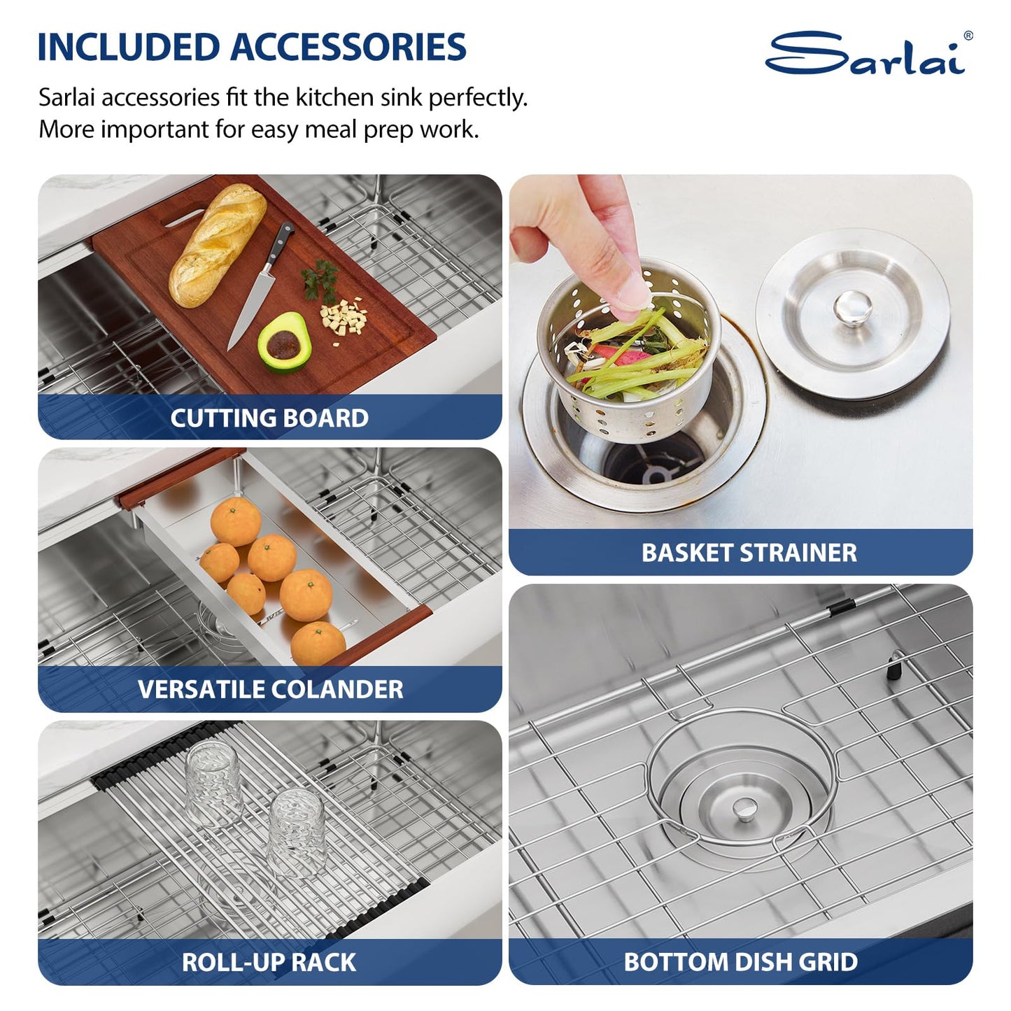 Sarlai 36 Farmhouse Sink Stainless Steel - 36x22 Inch Kitchen Sink Ledge Workstation Apron Front Single Bowl 16 Gauge Stainless Steel Luxury Undermount Farm Kitchen Sink