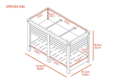 New Age Garden 48" Wide Elevated Planter Box, Raised Garden Bed for Flowers, Herbs & Vegetables, Durable, UV Resistant, Paintable and Easy to Assemble.